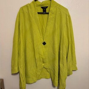 Ali Miles Citron Textured Open Front Jacket Cardigan 3X NWT